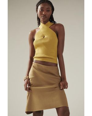 By Anthropologie The Tilda Slip Skirt: Linen Knee-Length Edition - Natural