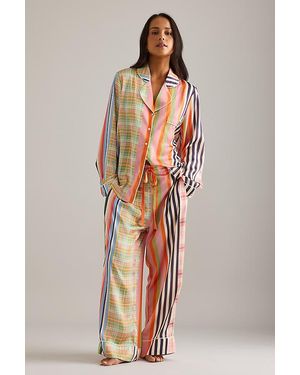 Karen Mabon Check Stripe Long Pyjama Set - Multicolour