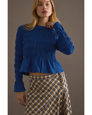 By Anthropologie Smocked Long-Sleeve Top - Blue