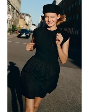 By Anthropologie Cap-Sleeve Twofer Mini Dress - Black