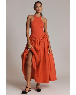 Maeve Sleeveless Crew-Neck Drop-Waist Maxi Dress - Red
