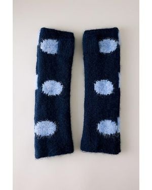 By Anthropologie Long Polka Dot Fingerless Gloves - Blue