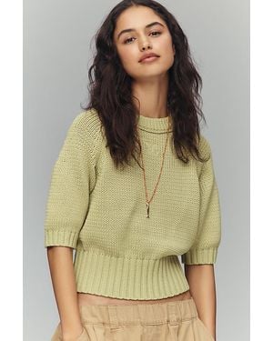 Maeve Elbow-Sleeve Cotton-Blend Crew Jumper - Green