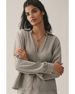 By Anthropologie Long-Sleeve Silky Top - Brown