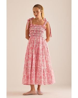 Dilli Grey Yasmin Tie-Shoulder Floral Maxi Dress - Pink