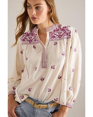 Dilli Grey Florence Embroidered Blouse - Natural