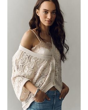 By Anthropologie V-Neck Textured Knit Cardigan - Brown