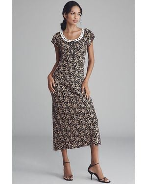 Wayf Long-Sleeve Turtleneck Wrap Midi Dress - Multicolour