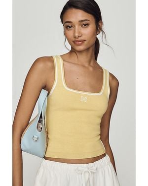 Maeve Square-Neck Logo Knit Tank Top - Yellow