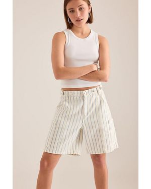seventy + mochi Ali Stripe Tab Denim Shorts - White