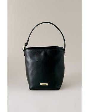 Barbour Cedar Mini Leather Bucket Bag - Black