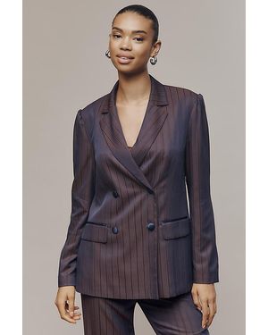 Maeve Pinstripe Relaxed Blazer - Blue