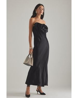 By Anthropologie Carrie Bow Bandeau Maxi Slip Dress - Black