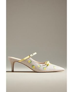 Maeve Bow Kitten-Heel Mules - Metallic