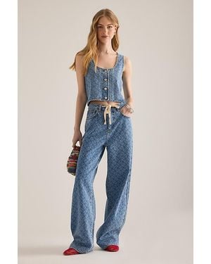 seventy + mochi Blake Laser Malibu Wide-Leg Jeans - Blue