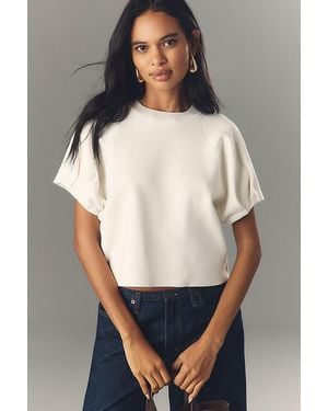 By Anthropologie Crew-Neck Knitted T-Shirt - White