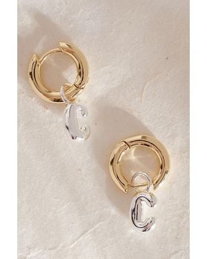 Anthropologie Mixed Metal Monogram Drop Earrings - Natural