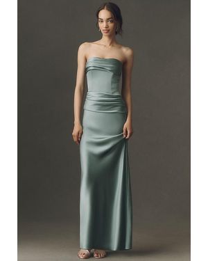 Mare Mare Isabella Strapless Ruched Corset Maxi Dress - Blue