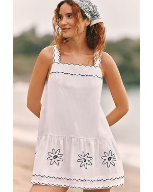 Celandine Cotton Scalloped Daisy Mini Dress - Multicolour