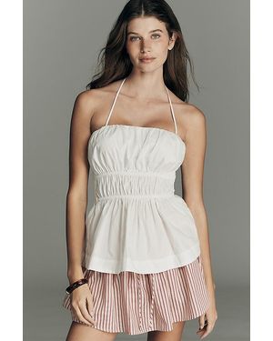 By Anthropologie Bare Smocked Waist Top - White