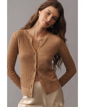 By Anthropologie Juliet Pointelle Long-Sleeve Cotton-Blend Cardigan - Brown
