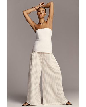Maeve Draped A-Line Palazzo Trousers - Natural
