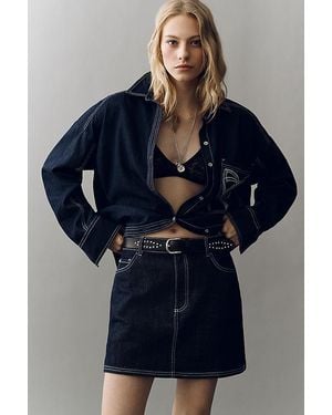 Pilcro Denim Bow Mini Skirt - Blue