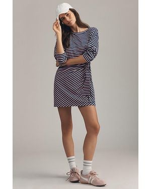 Daily Practice Striped Long-Sleeve Mini Dress - Blue