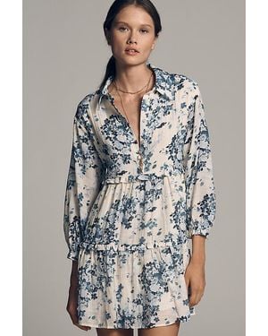 Maeve The Bettina Tiered Mini Shirt Dress By - Grey