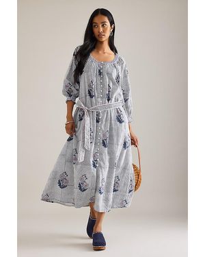 Dilli Grey Jasmine Belted Button-Front Midi Dress - Multicolour