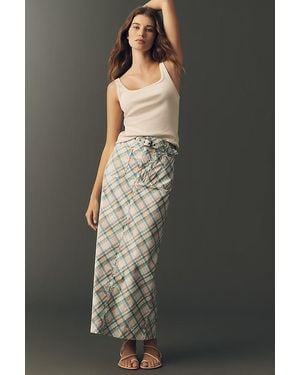 Maeve The Colette Plaid Maxi Skirt By - Grey