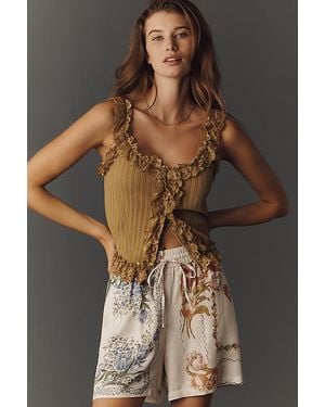Maeve The Brooklin Tie-Front Printed Pull-On Shorts By - Brown