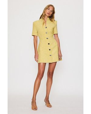 Odd Muse Boucle Button-Front Mini Dress - Yellow