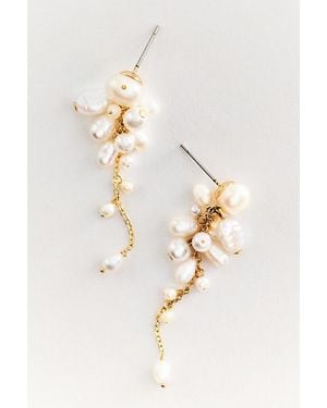 By Anthropologie Pearl Cluster Drop Earrings - White