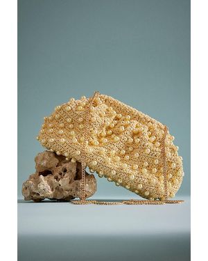 By Anthropologie Beaded Crochet Clutch - Metallic