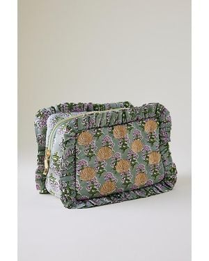Elizabeth Scarlett Ruffle Makeup Bag - Grey
