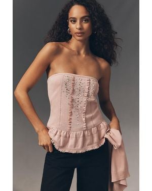 By Anthropologie Crystal Corset Tube Top - Black