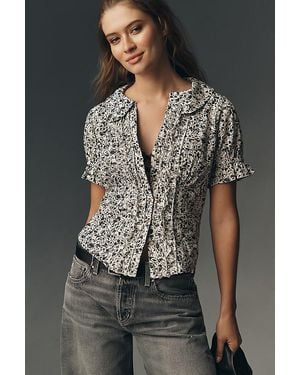 Pilcro The Keira Collared Button-Front Blouse By Tuxedo Edition - Multicolour