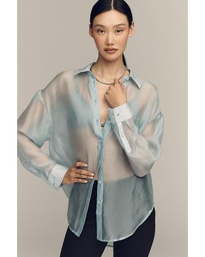 By Anthropologie Sheer Long-Sleeve Buttondown - Grey