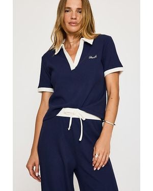 4th & Reckless Azure Ribbed Polo Top - Blue