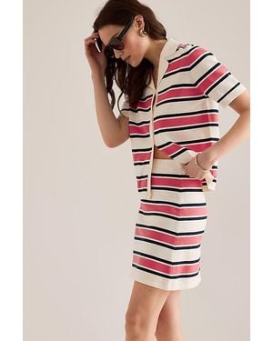 SELECTED Amour Stripe Knit Mini Skirt - Pink