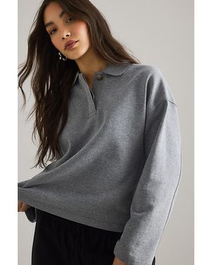 SELECTED Ari Gia Polo Collar Sweatshirt - Grey