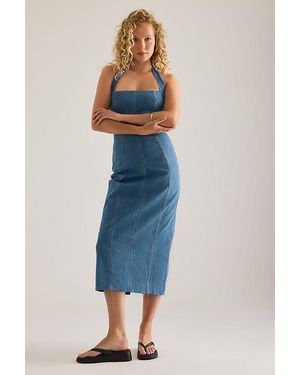 Odd Muse Denim Halter Midi Dress - Blue