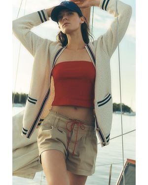 Pilcro Pleated Tie-Detail Mini Shorts - Brown