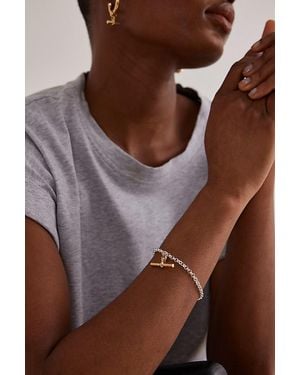 Tilly Sveaas Silver Belcher Chain T-bar Bracelet - Brown