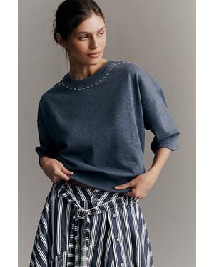 Maeve Jasper Studded Detail Top - Blue