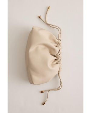 By Anthropologie Leather Drawstring Clutch Bag - Natural