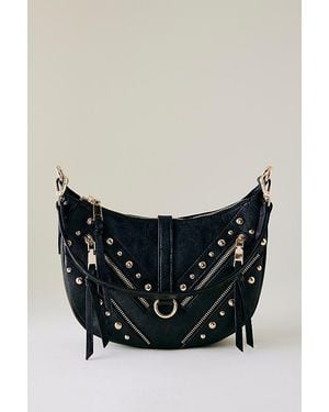 Melie Bianco Studded Faux-Leather Shoulder Bag - Grey