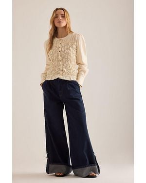 Damson Madder Elliana Smocked Cardigan - Blue