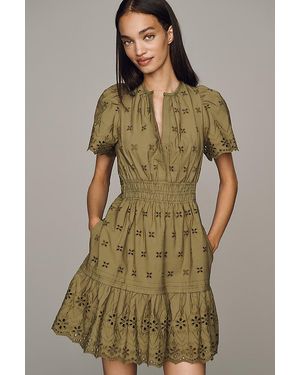 By Anthropologie The Somerset Smocked Mini Dress - Green